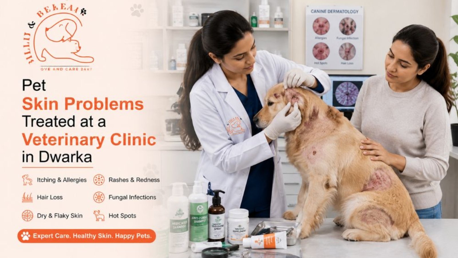 Pet Skin Problems Treated at a Veterinary Clinic in Dwarka